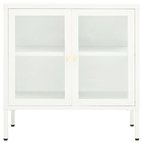 Skænk 70x35x70 cm stål og glas hvid