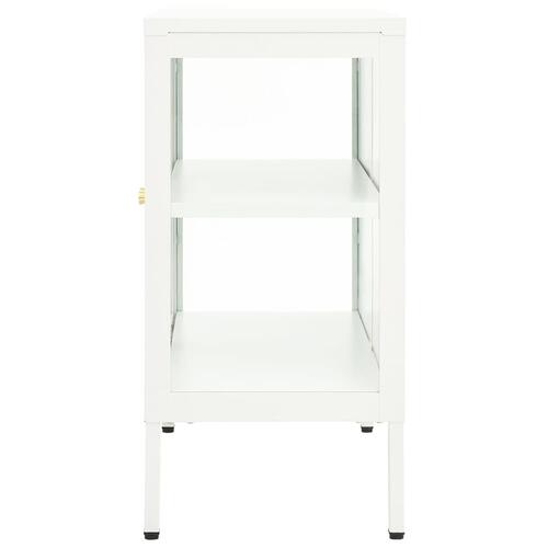 Skænk 70x35x70 cm stål og glas hvid