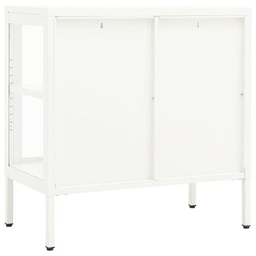 Skænk 70x35x70 cm stål og glas hvid