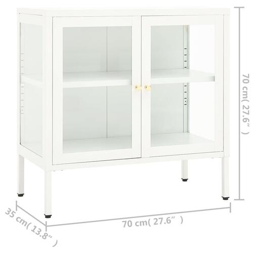 Skænk 70x35x70 cm stål og glas hvid