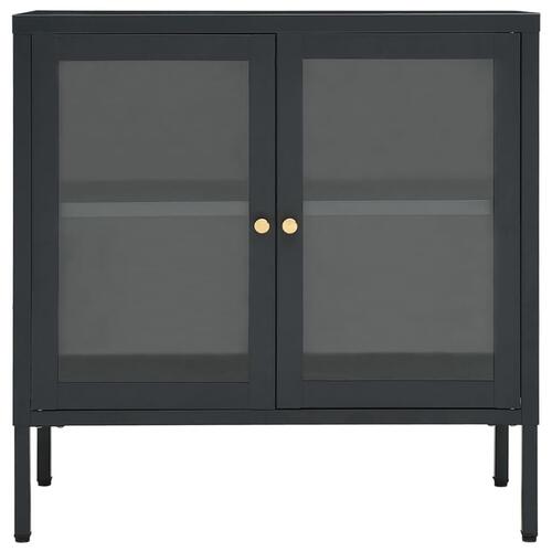 Skænk 70x35x70 cm stål og glas antracitgrå