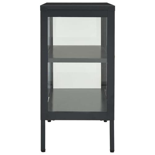 Skænk 70x35x70 cm stål og glas antracitgrå