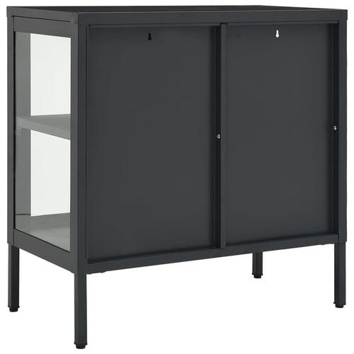 Skænk 70x35x70 cm stål og glas antracitgrå