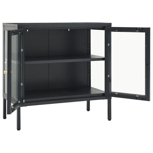 Skænk 70x35x70 cm stål og glas antracitgrå