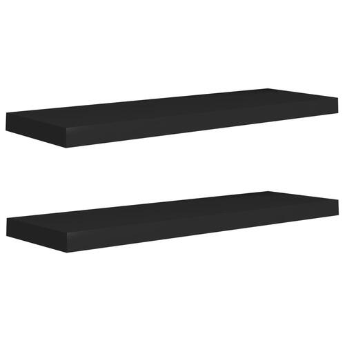 Væghylder 2 stk. 80x23,5x3,8 cm MDF sort