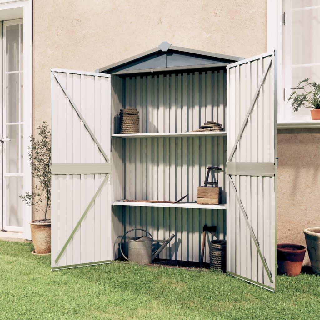 Haveskur 116x45x175 cm galvaniseret stål grå