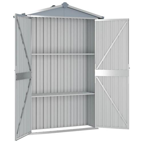Haveskur 116x45x175 cm galvaniseret stål grå