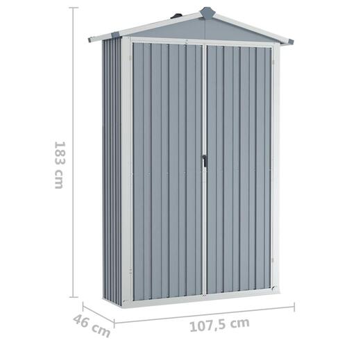Haveskur 116x45x175 cm galvaniseret stål grå