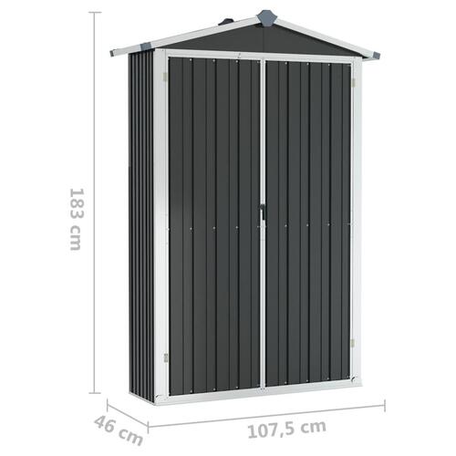 Haveskur 116x45x175 cm galvaniseret stål antracitgrå
