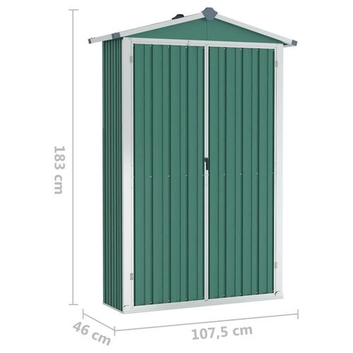 Haveskur 116x45x175 cm galvaniseret stål grøn