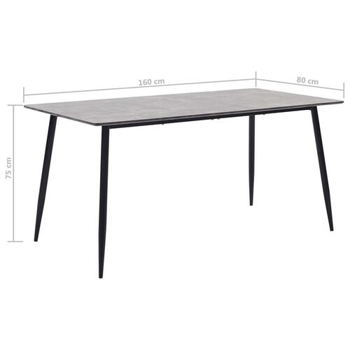 Spisebord 160 x 80 x 75 cm MDF grå
