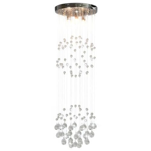 Loftlampe med krystalperler kugleformet 3 x G9-pærer sølvfarvet