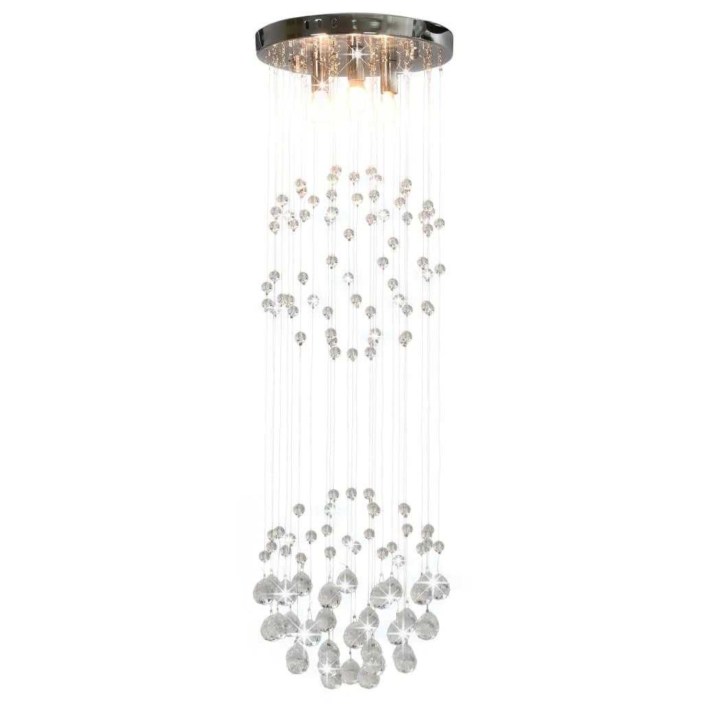 Loftlampe med krystalperler kugleformet 3 x G9-pærer sølvfarvet