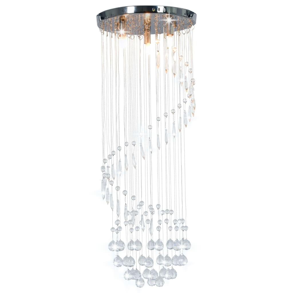 Loftlampe med krystalperler spiralform G9 sølvfarvet