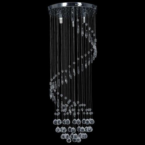 Loftlampe med krystalperler spiralform G9 sølvfarvet