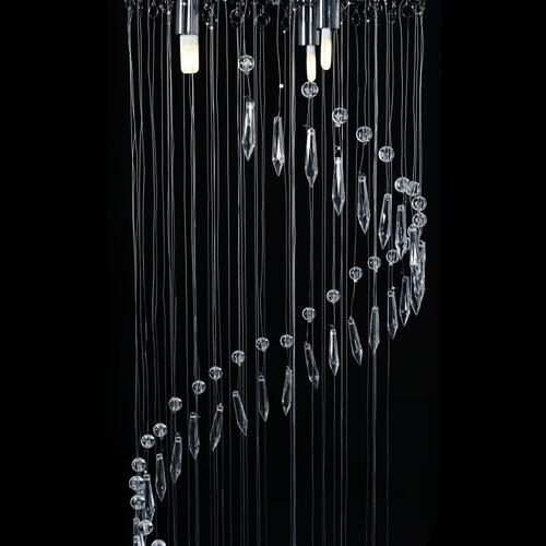 Loftlampe med krystalperler spiralform G9 sølvfarvet