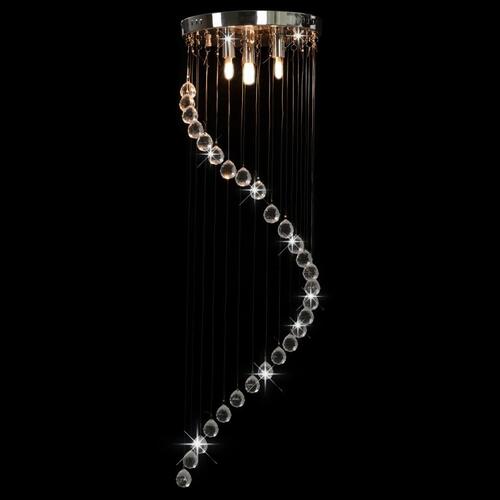 Loftlampe med krystalperler spiralform G9 sølvfarvet