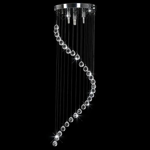 Loftlampe med krystalperler spiralform G9 sølvfarvet