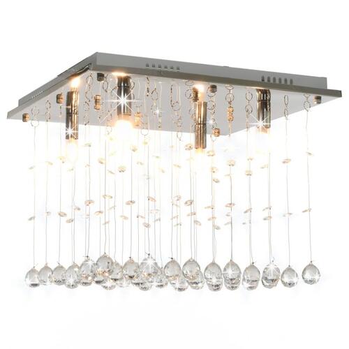 Loftlampe med krystalperler kubeform G9 sølvfarvet