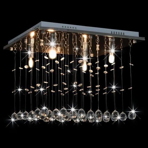 Loftlampe med krystalperler kubeform G9 sølvfarvet