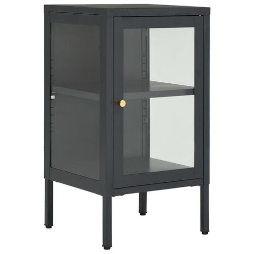 Skænk 38x35x70 cm stål og glas antracitgrå