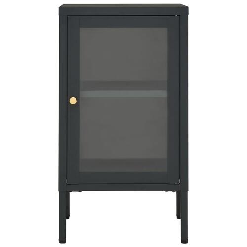 Skænk 38x35x70 cm stål og glas antracitgrå