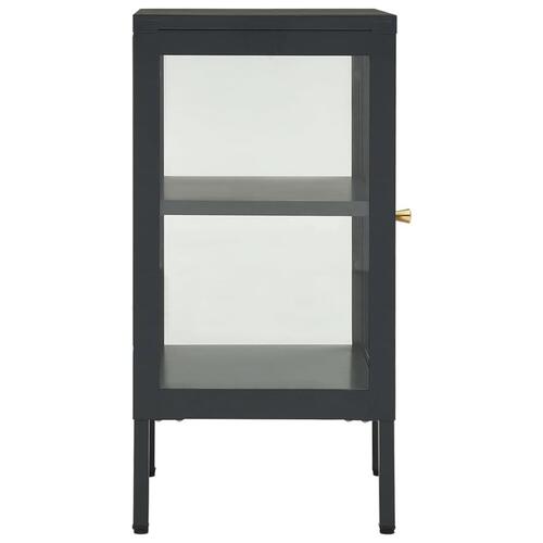 Skænk 38x35x70 cm stål og glas antracitgrå