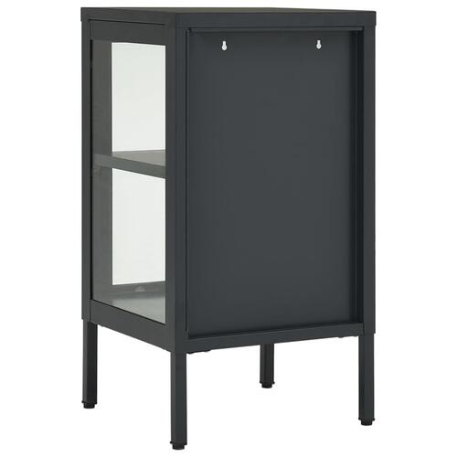 Skænk 38x35x70 cm stål og glas antracitgrå