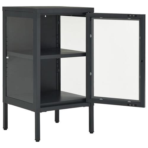 Skænk 38x35x70 cm stål og glas antracitgrå