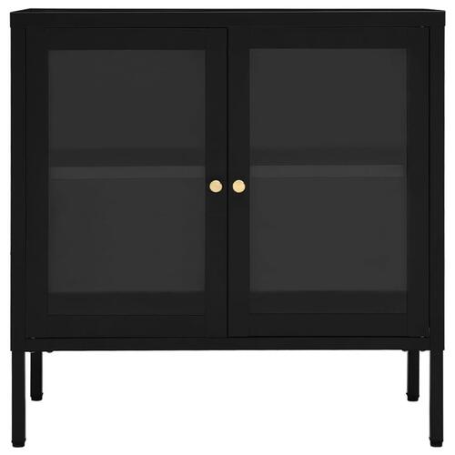 Skænk 70x35x70 cm stål og glas sort