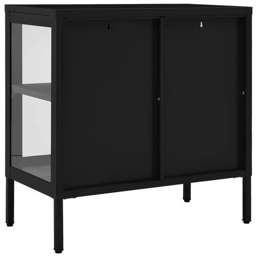 Skænk 70x35x70 cm stål og glas sort