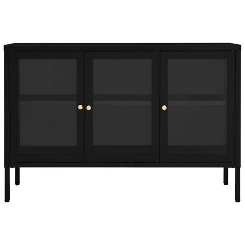 Skænk 105x35x70 cm stål og glas sort