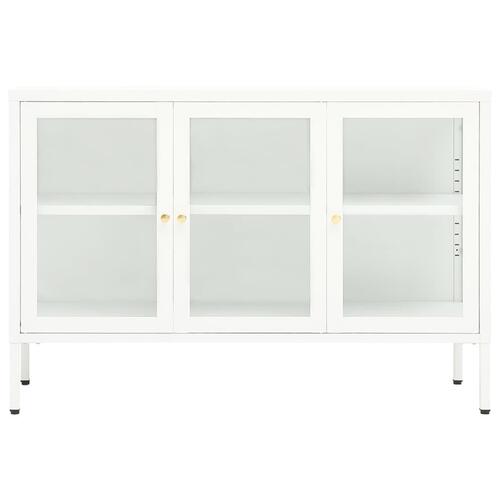 Skænk 105x35x70 cm stål og glas hvid