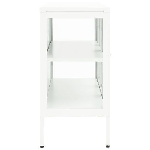 Skænk 105x35x70 cm stål og glas hvid