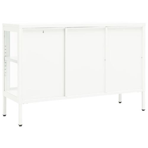 Skænk 105x35x70 cm stål og glas hvid