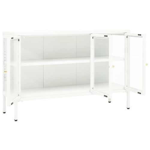 Skænk 105x35x70 cm stål og glas hvid