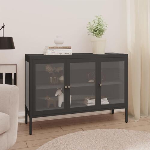 Skænk 105x35x70 cm stål og glas antracitgrå