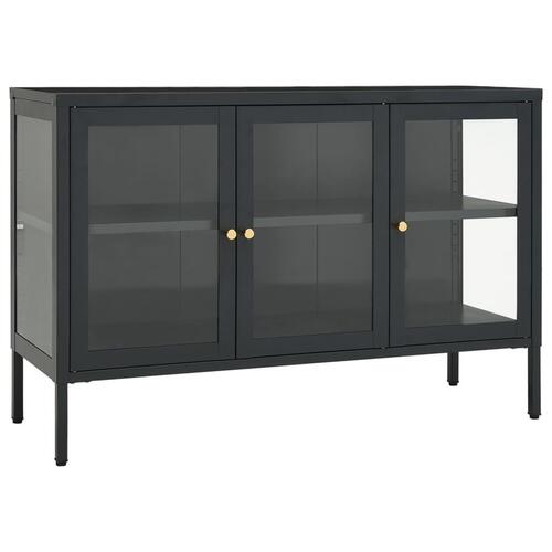 Skænk 105x35x70 cm stål og glas antracitgrå