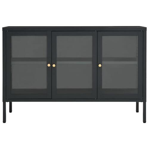 Skænk 105x35x70 cm stål og glas antracitgrå