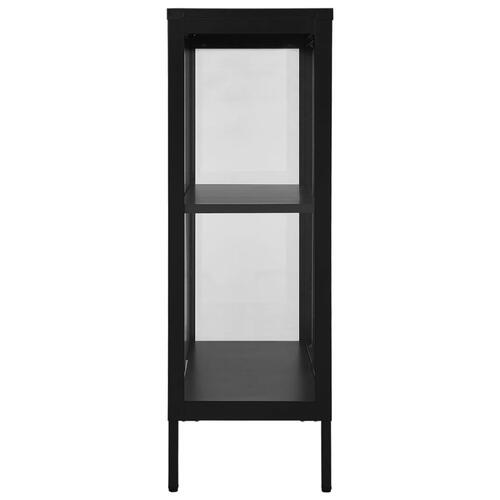 Skænk 75x35x105 cm stål og glas sort