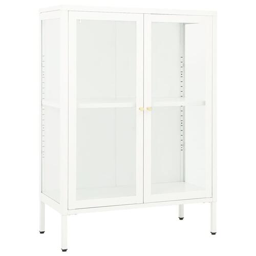 Skænk 75x35x105 cm stål og glas hvid