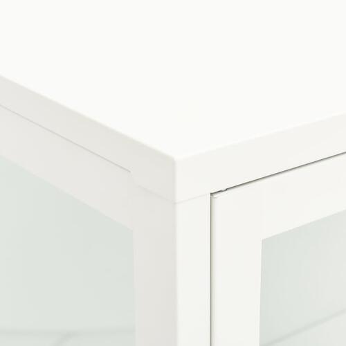 Skænk 75x35x105 cm stål og glas hvid