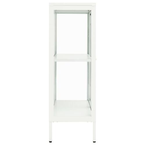 Skænk 75x35x105 cm stål og glas hvid