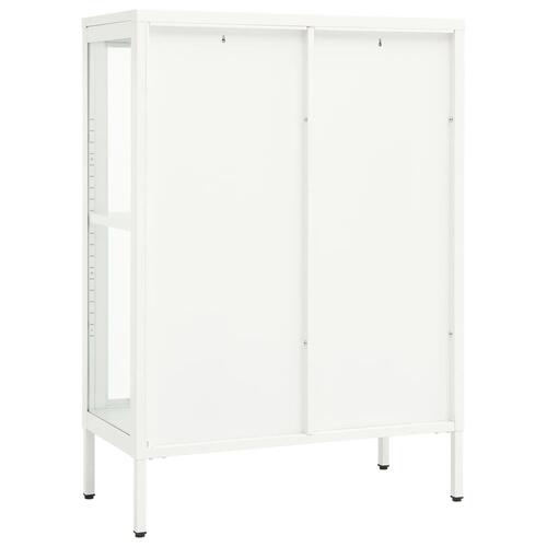 Skænk 75x35x105 cm stål og glas hvid