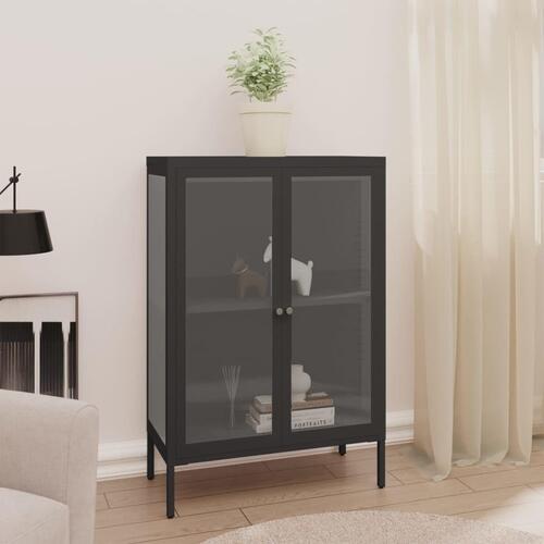 Skænk 75x35x105 cm stål og glas antracitgrå