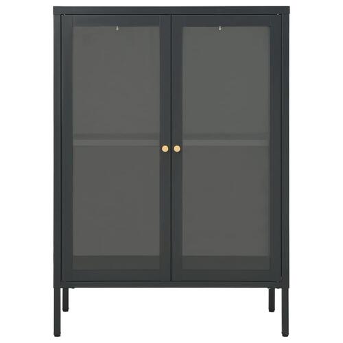 Skænk 75x35x105 cm stål og glas antracitgrå