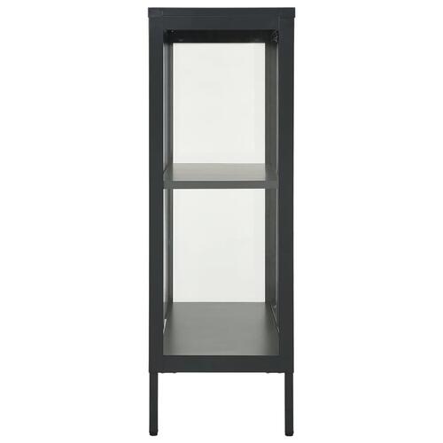 Skænk 75x35x105 cm stål og glas antracitgrå