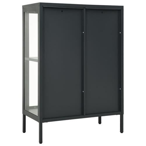 Skænk 75x35x105 cm stål og glas antracitgrå
