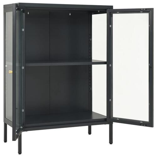 Skænk 75x35x105 cm stål og glas antracitgrå