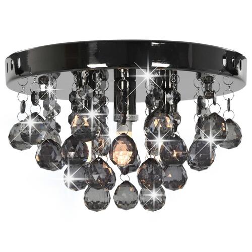 Loftlampe med røgfarvede perler rund G9 sort